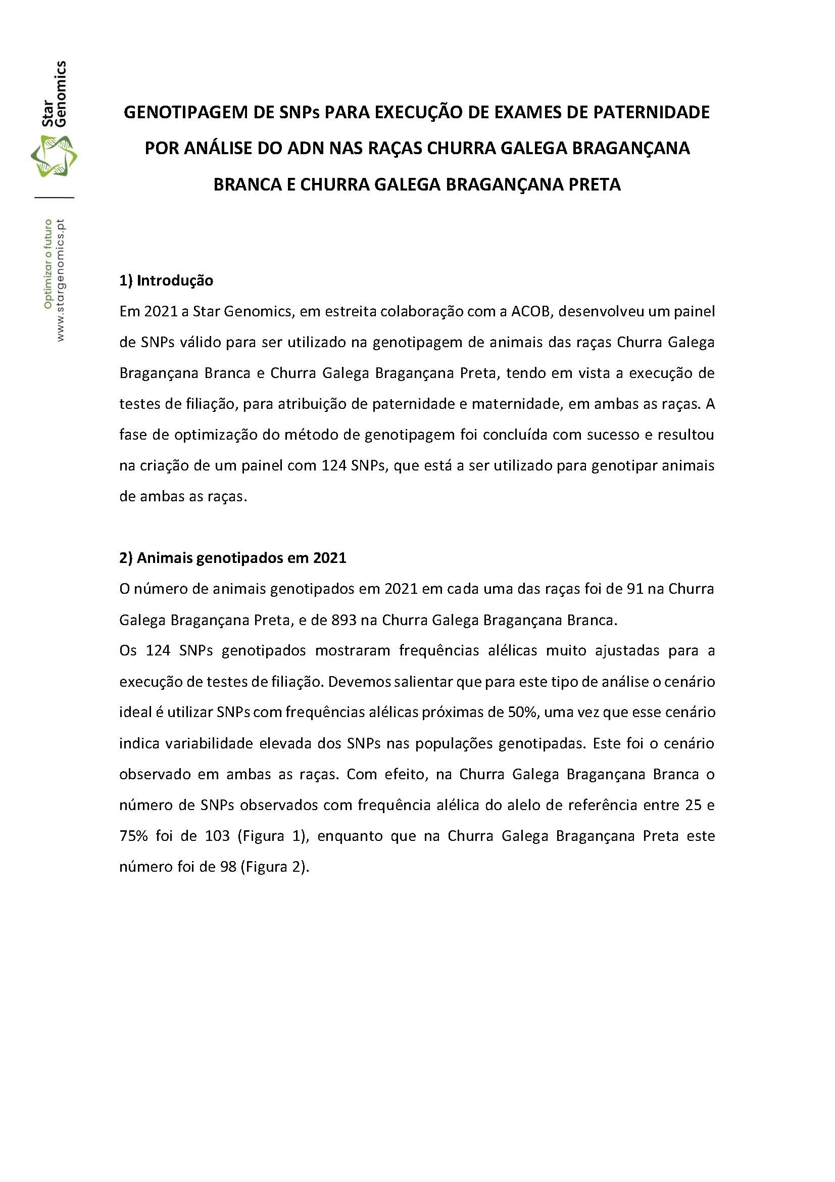 Relatório genotipagem paternidades Churra Galega Bragançana 2022 03 31 Page 1